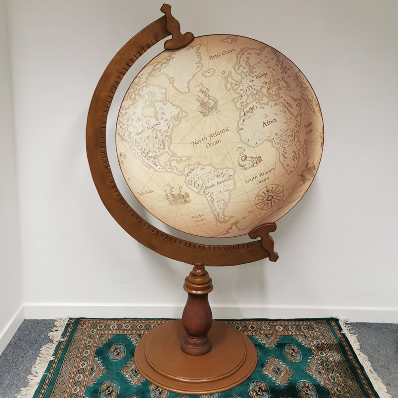 Giant 2D Wooden Vintage Globe 2